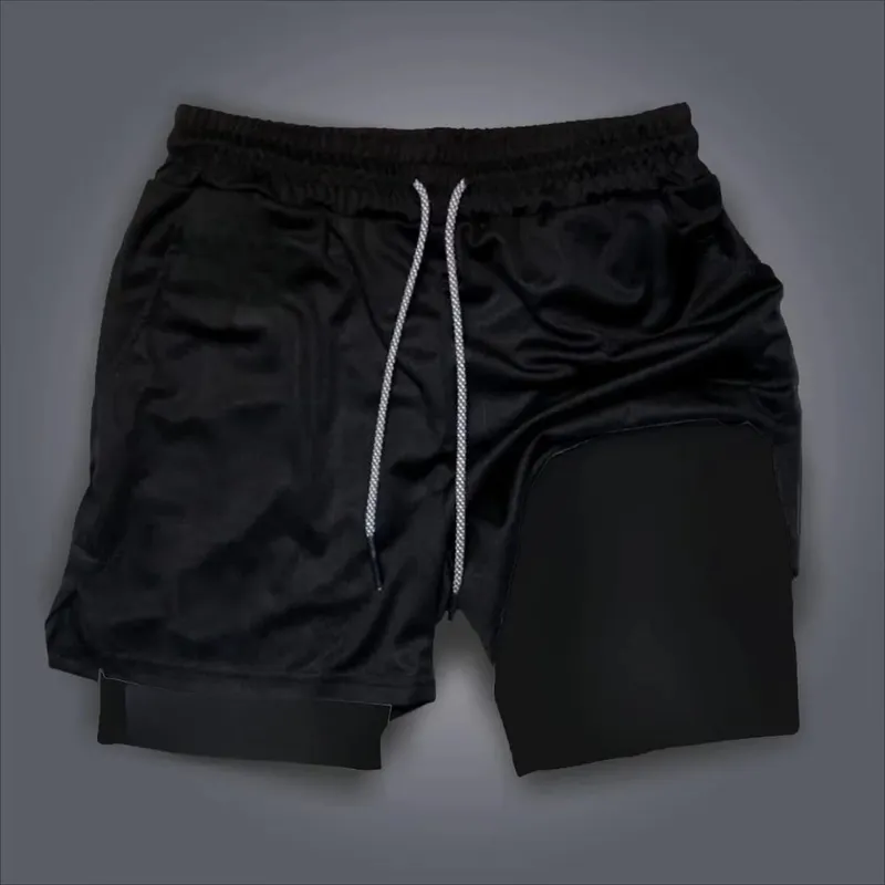 Anime One Piece Men's Shorts Quick-dry Double Layer 2-in-1 Pants Summer Graphic Print Workout Training Fitness Sports Gym Shorts