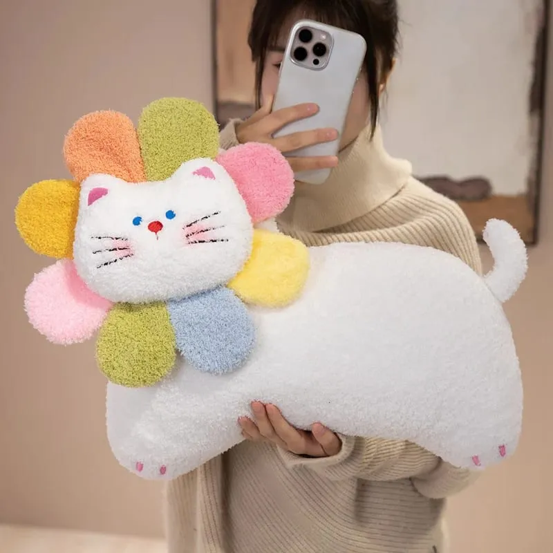 Spotted Cat Plush Pillow Flower Stuffed Cushion 50cm Adorably Soft Sofa Cushion Home Decor Toys Throw Pillow Birthday Gifts