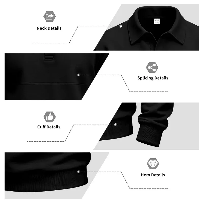 Men Lapel Polo Sweatshirt, Color Block Long Sleeve Pullover, Loose Solid Casual Top for Spring Autumn Daily Outfit — image 23