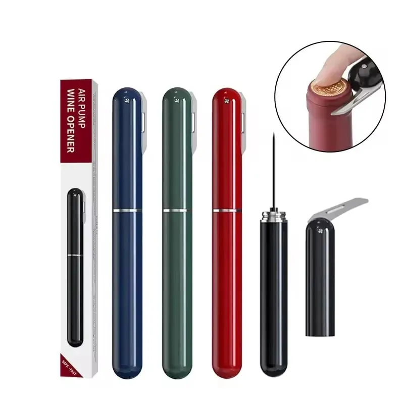 Air Pump Wine Bottle Opener Portable Pen Shape Stainless Steel Pin Air Pressure Red Wine Corkscrew Kitchen Tools Bar Accessories
