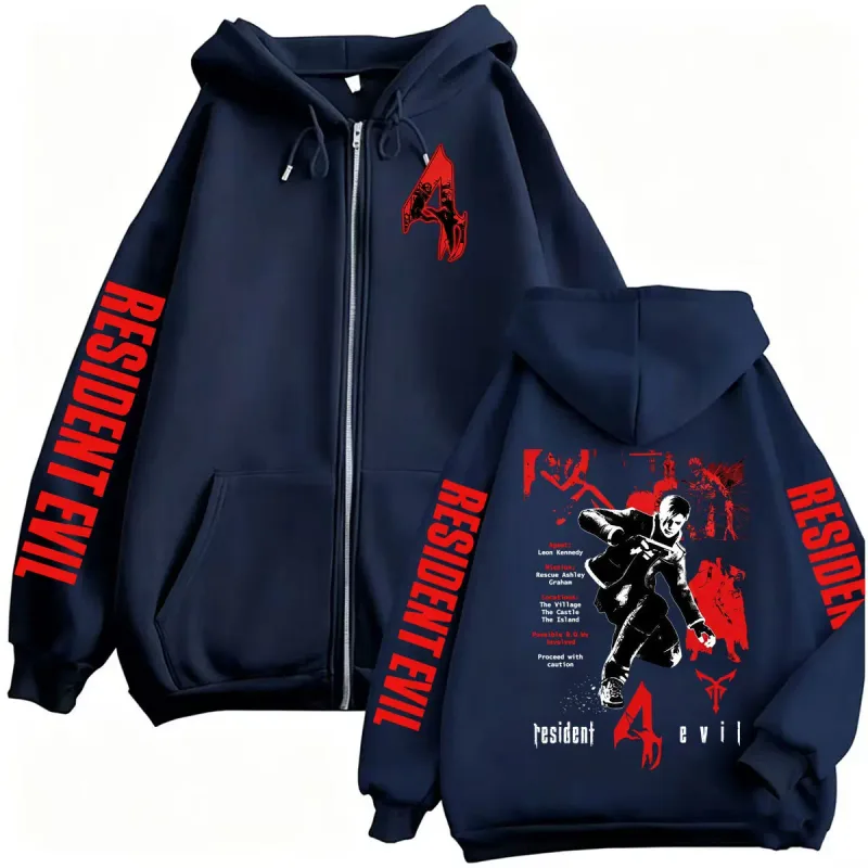 Limited Resident Evil Requiem Leon Kennedy Zipper Hoodies Men Women Harajuku Fashion Jacket Sweatshirts Long Sleeve Zip Up Coats