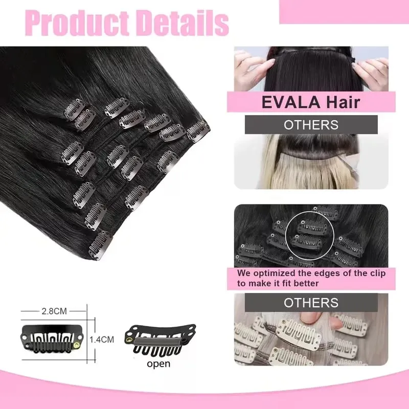 Clip in Hair Extensions Real Human Hair 26 Inch 120g Invisible Seamless Straight Remy Human Hair Clip in Extensions 1B Black — image 7