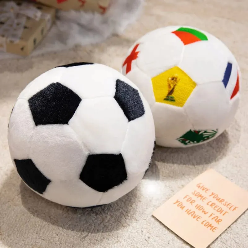 15/20/25cm Lovely Football Plush Dolls Kawaii Ball with Colorful National Flag Stuffed Soft Pillow Soccer Plushie Toy