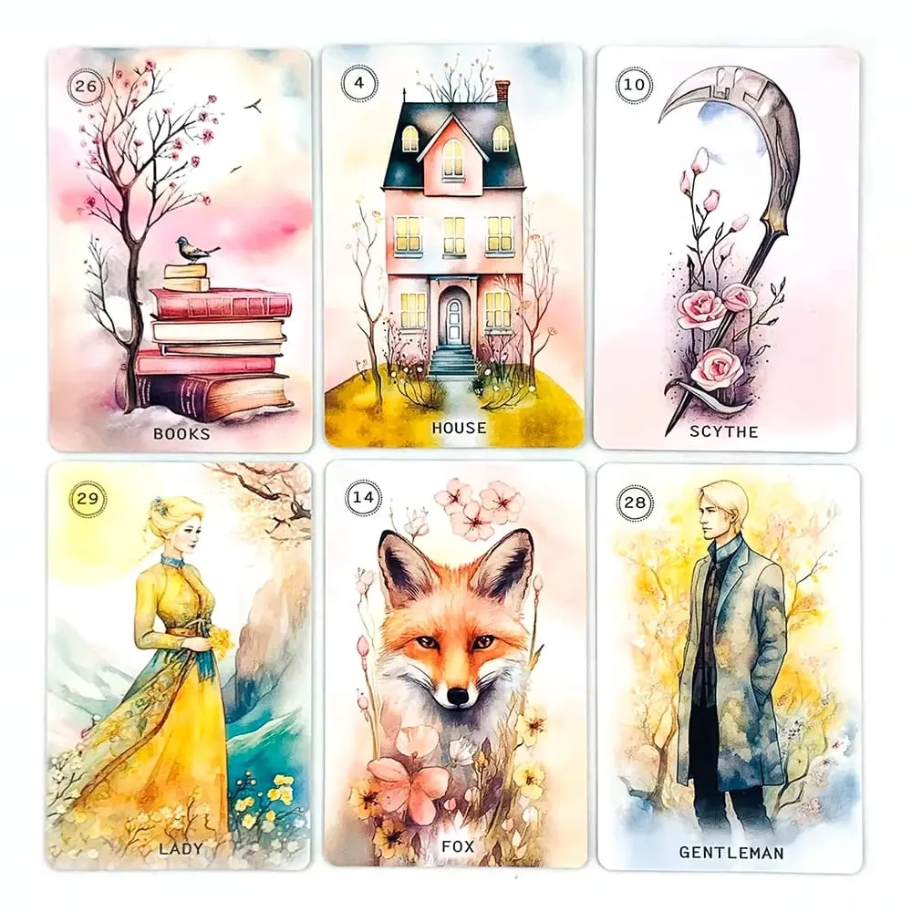 Sweet Blossom Lenormand Tarot Deck 38 Cards For Fate Divinations Family Party Board Game Spiritual Guidance & Collectors