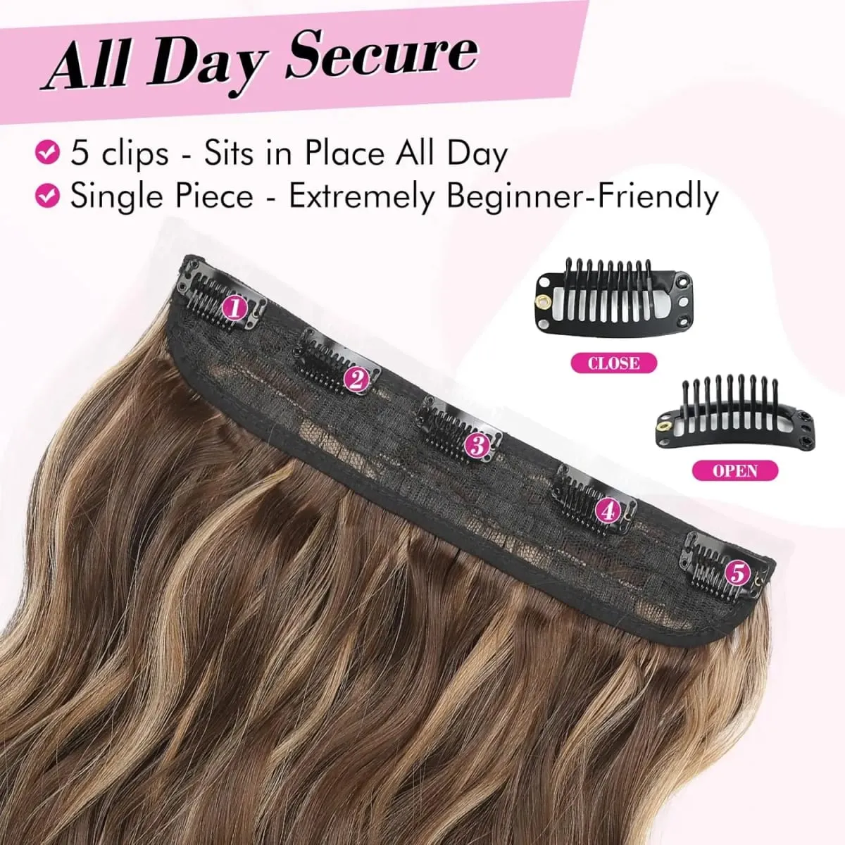 Highlight #4/27 Body Wave One Piece Clip In Hair Extensions Brazilian Hair Ombre 3/4 Full Head 5 Clip In Human Hair Extensions