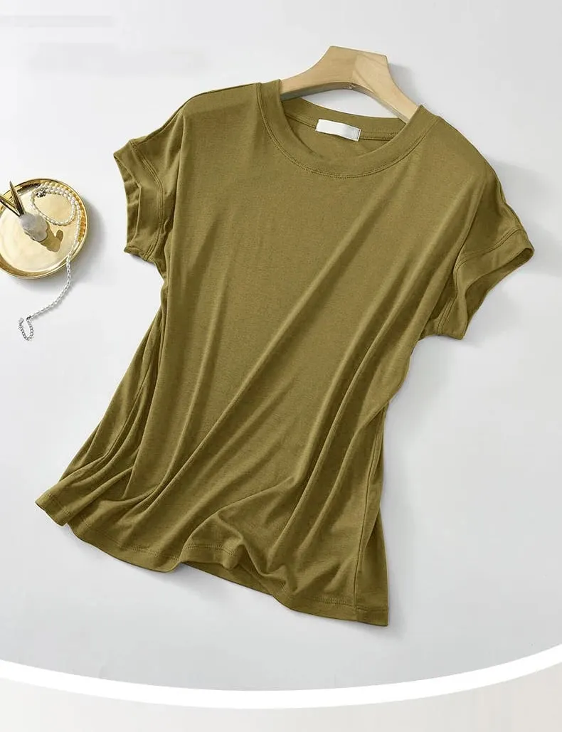 1pcs Women T Shirt Summer Sleeveless Round Neck Breathable Loose Leisure Tops Comfort Lady Basic Tee Solid Female Ice Silk Vests