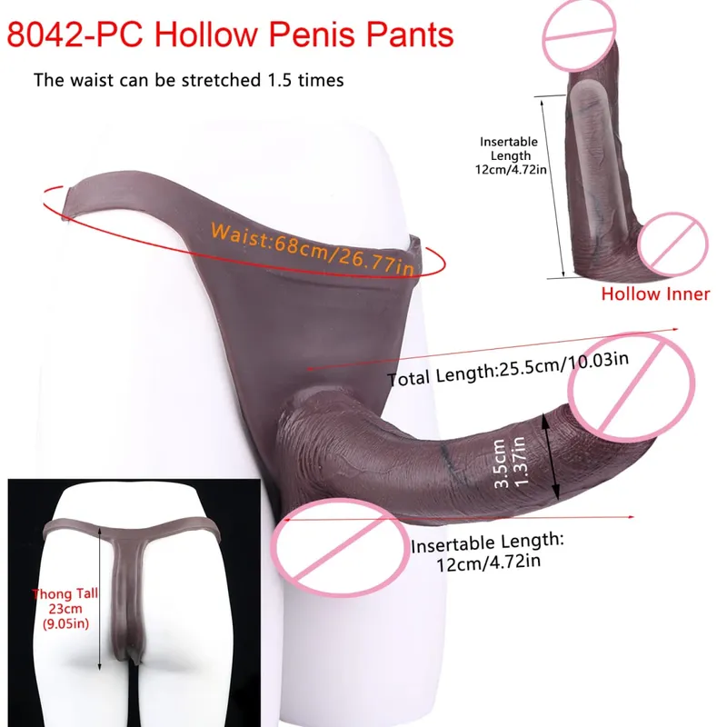 2 Colors Huge Hollow Dildo Pants High Waist Strap-On Penis Extender насадка на член For Men Delay Ejaculation Ultra Dildo
