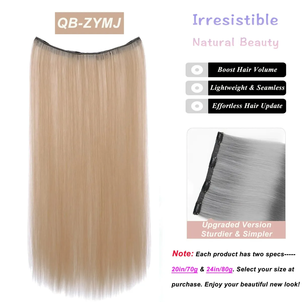 Synthetic Wavy/Straight Wigs Clip in Hair Extensions 20inches/24inches Clip On Hair Extensions for Women Hair Accessories