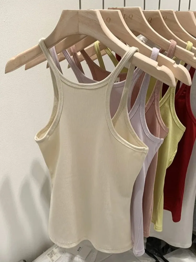 Layering Outerwear Tees 2026 Summer Y2K Hot Girl Knitted Ribbed Women Camis Figure Flattering Sleeveless Tank Top