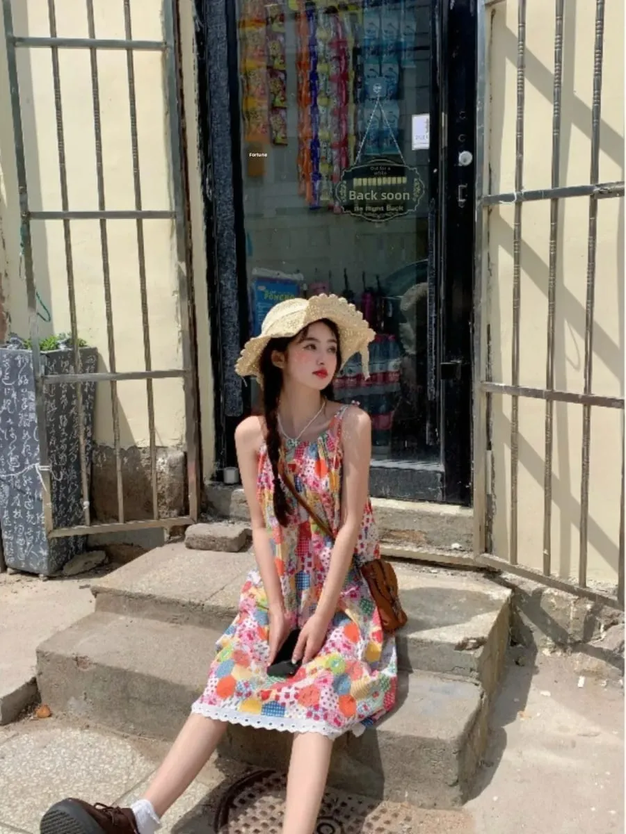 Unique Floral Print Summer Dress Women's Elegant Beach Vacation Strapless Midi Skirt Unique Beautiful Dress Ins Style A-Line ...