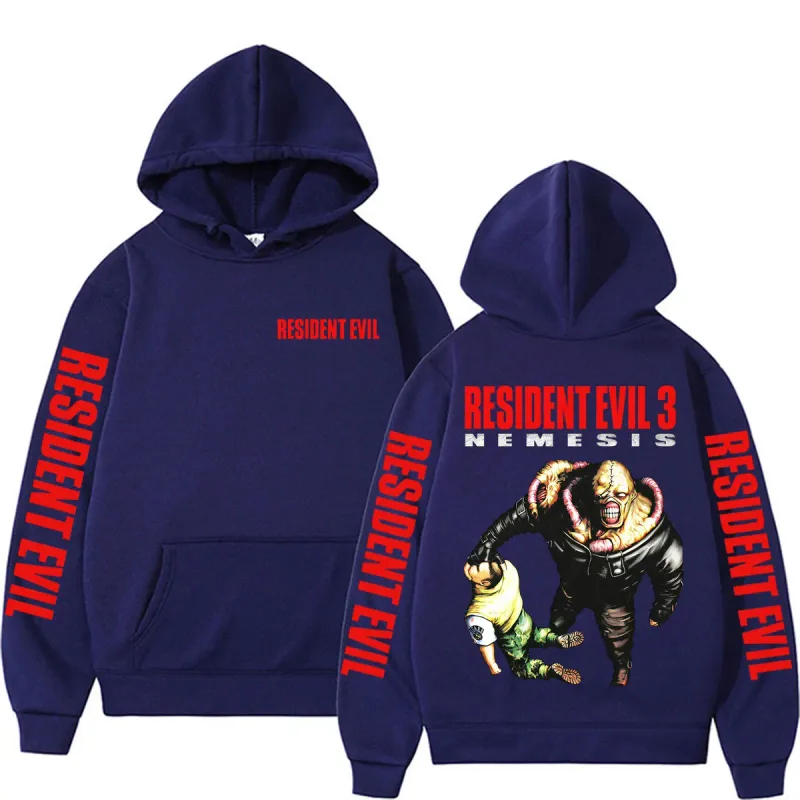 Retro 90s Nemesis Resident Evil Requiem Hoodies Men Women Fashion Classic Long Sleeve Sweatshirts Bodywarmer Oversized Hoodie