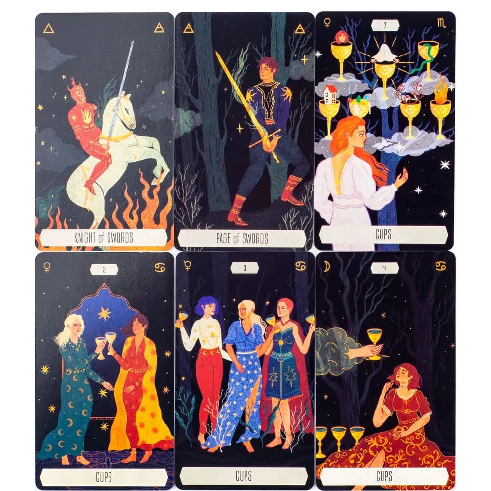 Zodiac Tarot 78-Card Deck Divinatory Path Under the Stars Engaging Board Playing Game for Family Gathering 10.3X6CM