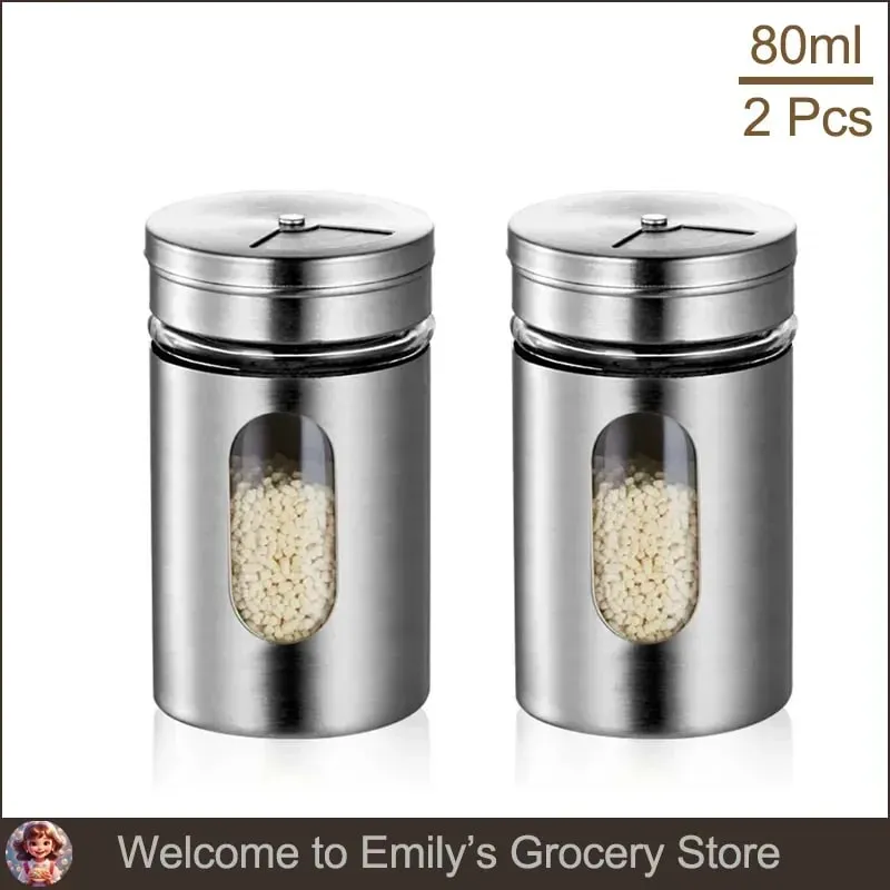 Stainless Steel Spice Shaker Seasoning Cans Rotate Camping Barbecue Jars Spice Storage Box Salt Sugar Pepper Storage Bottle