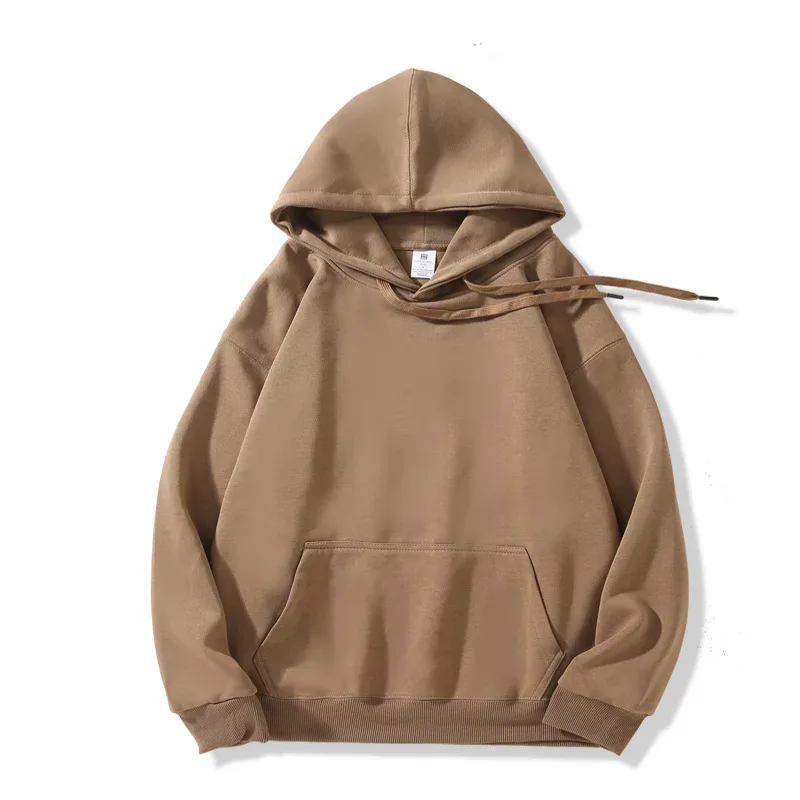Customized Your Brand Logo DIY Design 600GSM Mens Hoodies High-quality Women Sweatshirt Solid Color Cotton Loose Streetwear