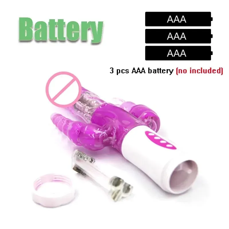 Silicone Rabbit Vibrator 3-in-1 G-Spot Clit Anal Beads Stimulator 10 Modes Thrusting Vibrating Sex Toy for Women