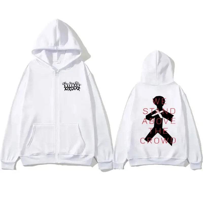 Rock Band Three Days Grace We Stand Above The Crowd Zipper Hoodie Men Women Oversized Zip Up Hoodies Male Fashion Jacket Coat