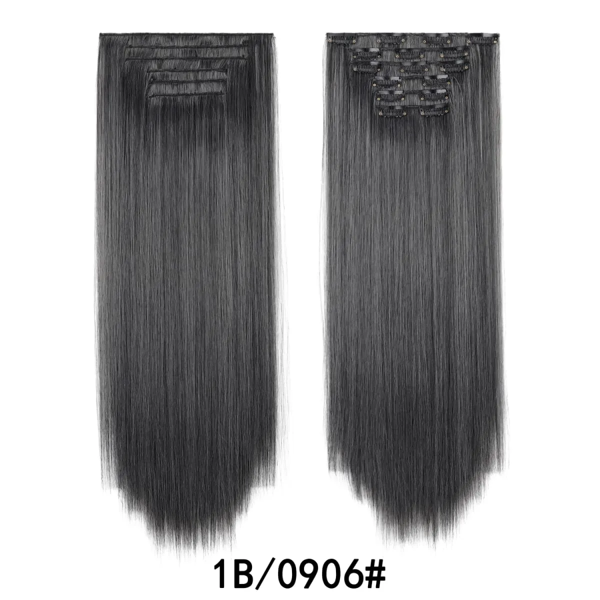 Jeedou Jeedou 6Pcs Clip In Straight Hair Extensions 60cm Long Synthetic Hair Pieces With 16 Clips Heat Resistant Hair For Women