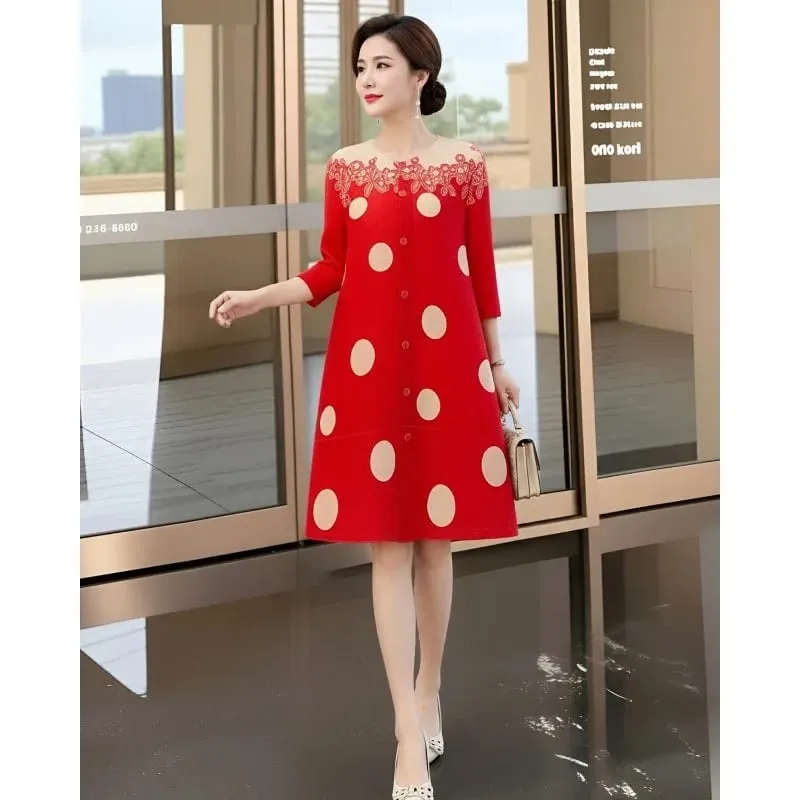Miyake Pleated Original Polka Dot Dresses Plisse Women Pleats Loose Plus Size 2026 Summer New Casual Versatile Fold Dress