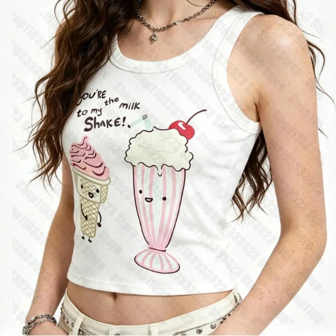 Women Clothing Streetwear Retro Sweet Printing Women Tank Tops Gothic Punk Y2k Girls Vintage Graphic Sexy Baby Tank Tank Tops