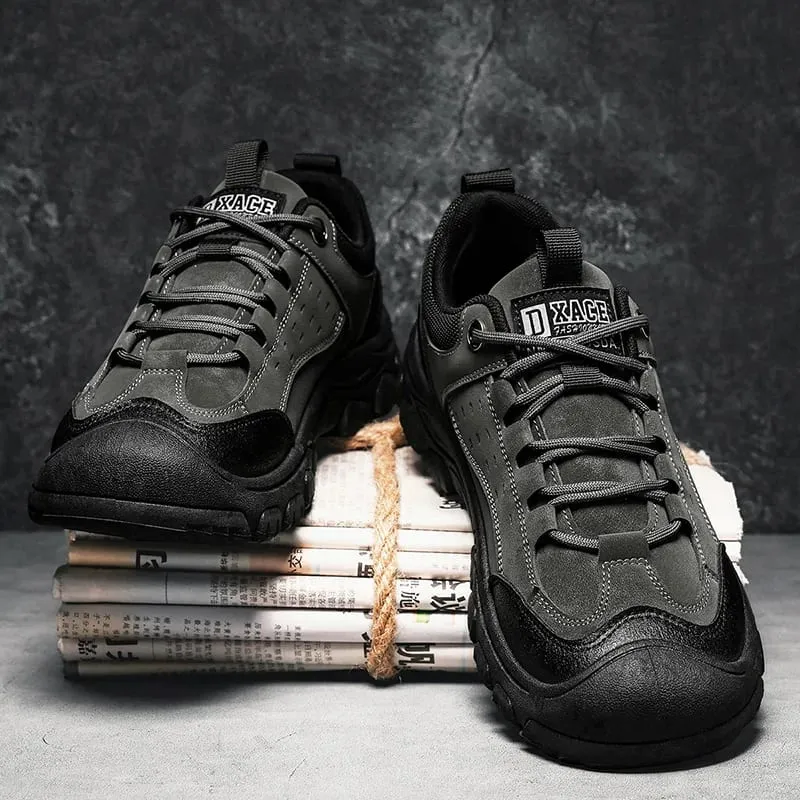 Men's Hiking Camping Shoe Waterproof Leather Upper Non Slip Hiking Boots Outdoor Durable Non Slip Sole Sports Shoes Large Size