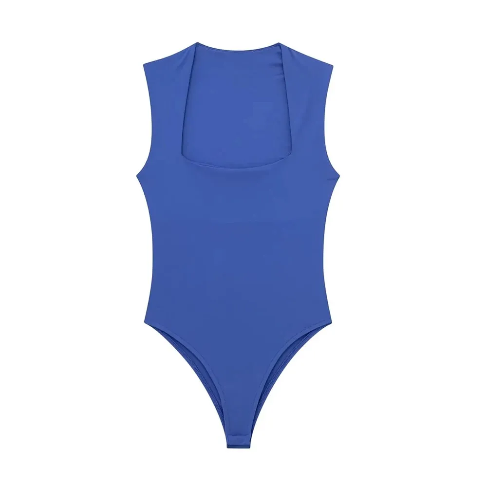 Monos ajustados para Mujer, monos sexis a la moda con cuello cuadrado sin mangas y botones a presión para Mujer