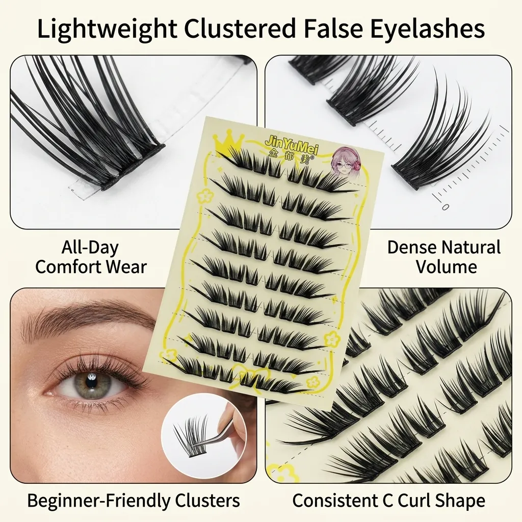 Random Package Cluster False Eyelashes Natural Volume C Curl Eye Lashes For Beginners Daily Makeup Matte Makeup Eyes Makup Tools