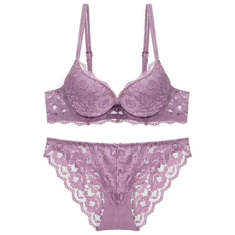 Comfortable Mesh Lace Flower Bra Low Waist Bowknot Bra Panties Set Lingerie Intimates Seamless Underwear Set Girl