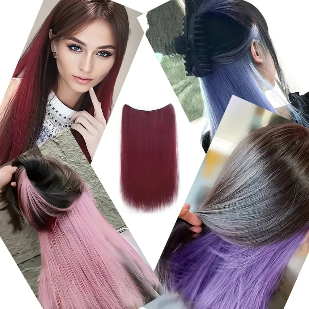 22‘’ Invisible 4Clip Long Straight Colored Synthetic Hair Extension Easy to Wear Suitable for Women's Daily or Holiday Wear.