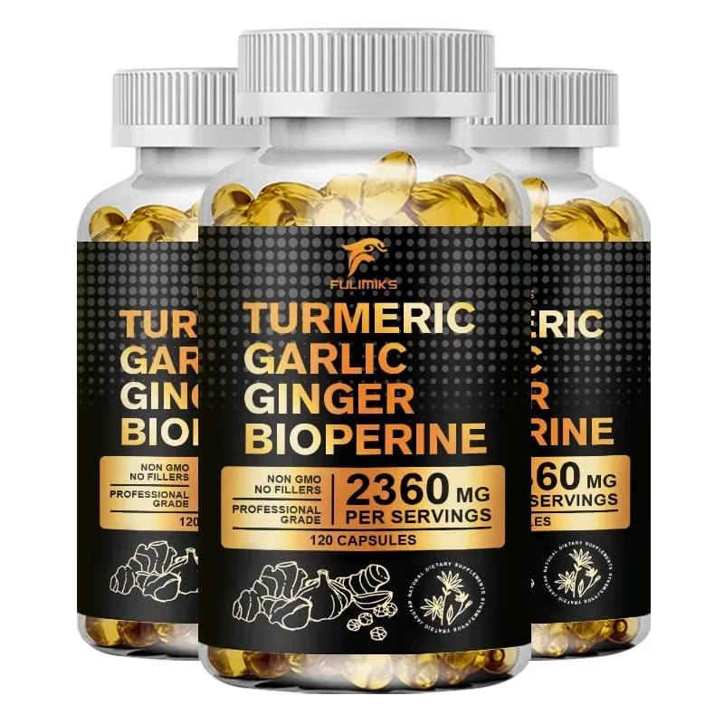 Premium Turmeric Curcumin Supplement with Garlic & Ginger Supports Joint Comfort Anti-Inflammatory Immune Health & Vitality