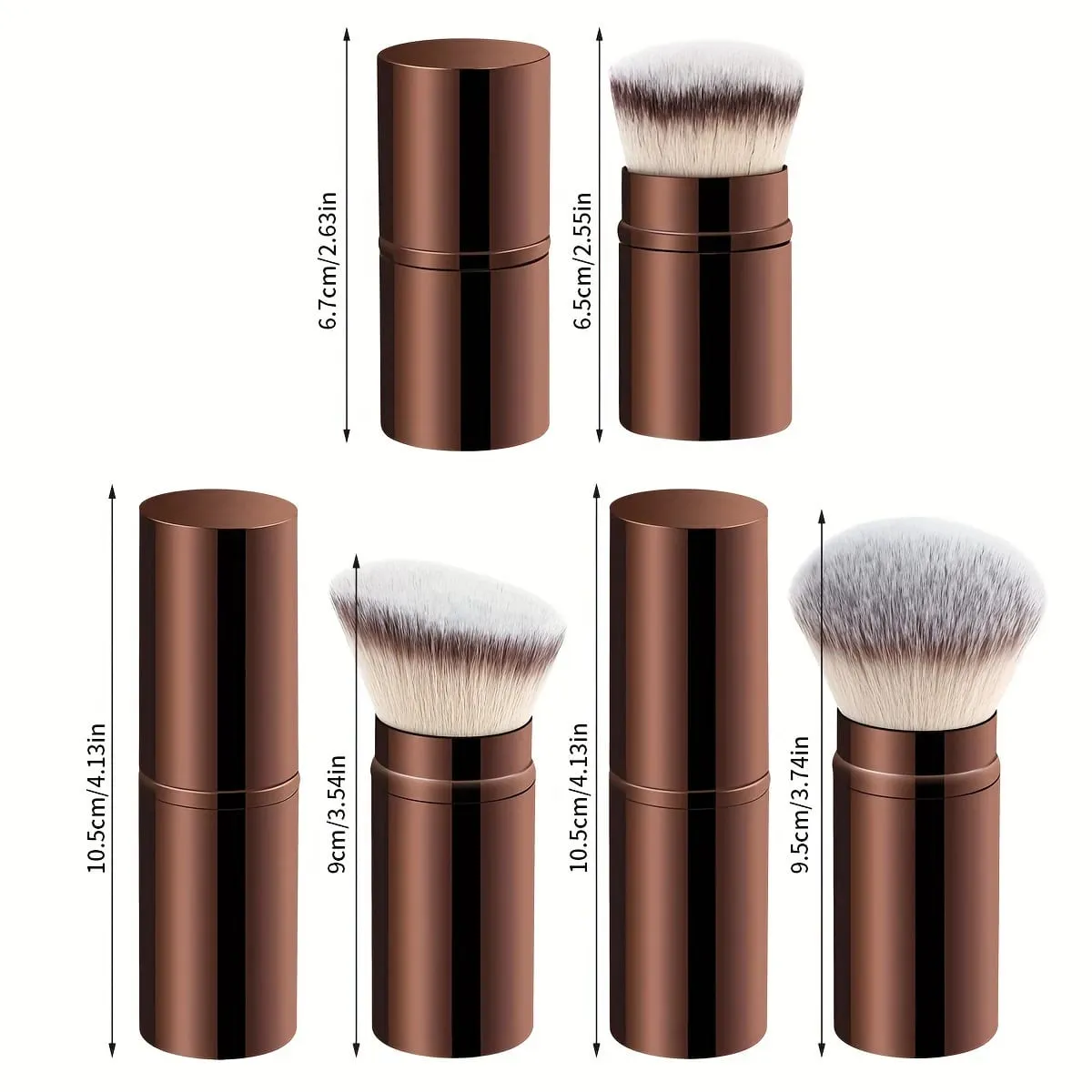 3pcs Professional Extendable Face Makeup Brushes Blush Powder Foundation Brushes Synthetic Soft Brushes For Liquid Cosmetics — image 2