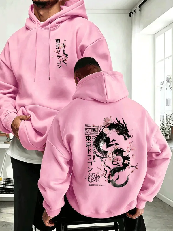 Japanese Tokyo Sword Cherry Blossom Printing Men'S Hoody Autumn Loose Hoodies Casual Fleece Sportswear Comfortable Pullovers