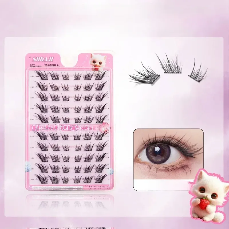 Self Adhesive Lash Clusters Combo Pack 10 Rows No Glue False Eyelashes Puppy Fox Eye Wispy Segmented Lashes for Daily Makeup