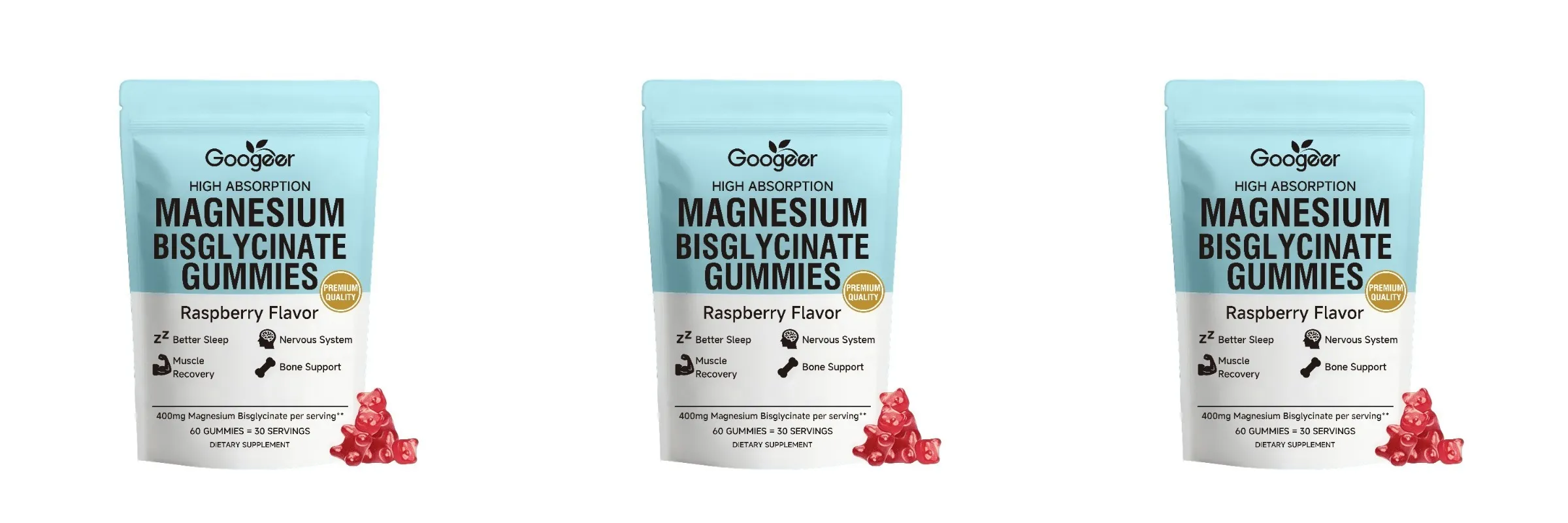 Magnesium Bisglycinate Gummies 400mg 60 Count Adult Daily Wellness Supplement for Bone Muscle Sleep Support