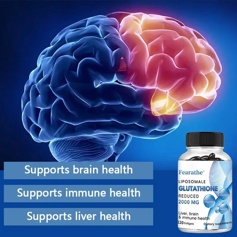 Cápsulas gelatinosas de glutationa lipossomal com ácido hialurônico, resveratrol, antioxidantes, desintoxicação, saúde do cérebro e suplemento do sistema imunológico