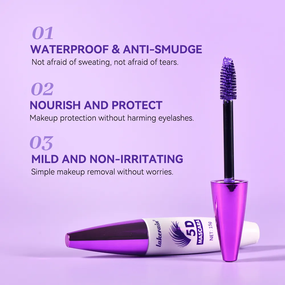 5D Mascara Waterproof Long Lasting Volumizing Curling Lengthening Smudge Proof Colored Eye Make Up Party Festival Cosmetic