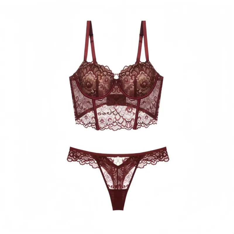 Sexy Women French Lace Fishbone Bra Soft Underwire 3/4 Cup Push Up Anti Sag Side Breast Shaper Comfort Daily Lingerie