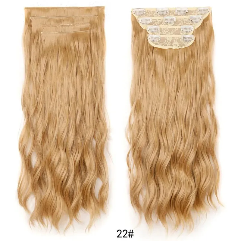 Jeedou Clip in Hair Extensions 4Piece/Set Synthetic Long Wavy Thick Hair Bouncy Curly Full Head Hairpiece Natural Looking