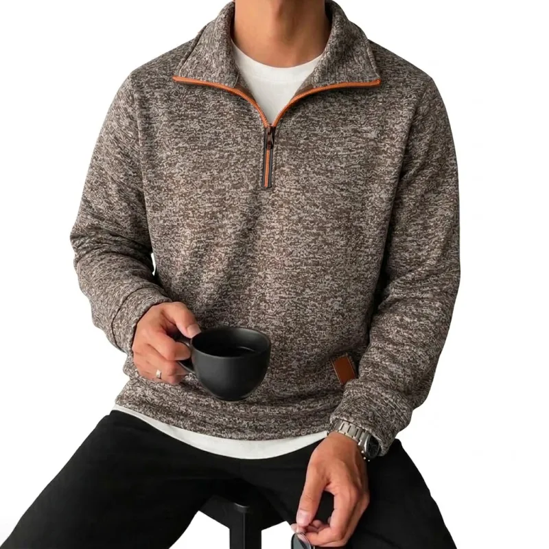 Men's Long Sleeve Half Zipper Sweatshirts Solid Pullover Luxury Zip Up Hoodies Casual Mens Coats Gym Man Quarter Zip Poleron — image 7