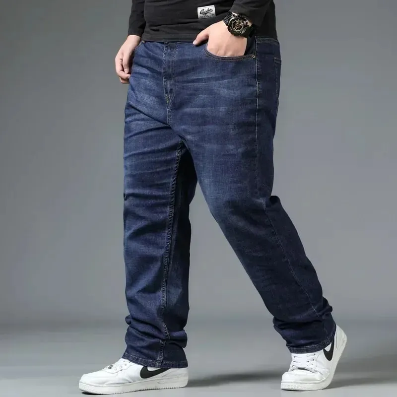 Mens Large Size Black Jeans 10XL Oversize High Waist Loose Trousers Husband Plus Size Loose Denim Trousers Blue Male Denim Pants — image 5