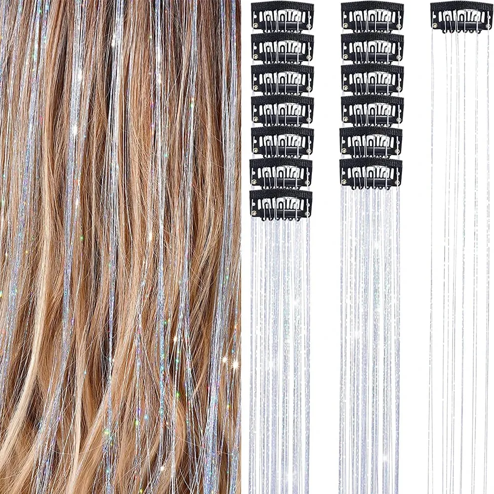 1/6Pcs Colorful Long Straight Hair Pieces Synthetic Clip-in Hair Extensions Synthetic High Temperature Fiber Wig for Daily Use