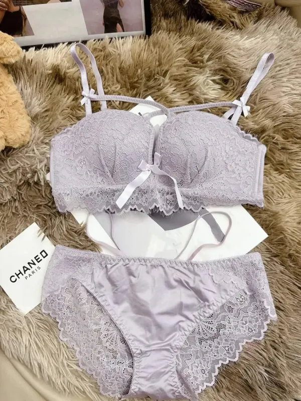 Sujetador Push Up para Busto Pequeño - Conjunto de Bralette de Encaje Francés Chic Soporte de Comodidad Inalámbrico Ropa Interior Anticaída para Mujeres Pequeñas