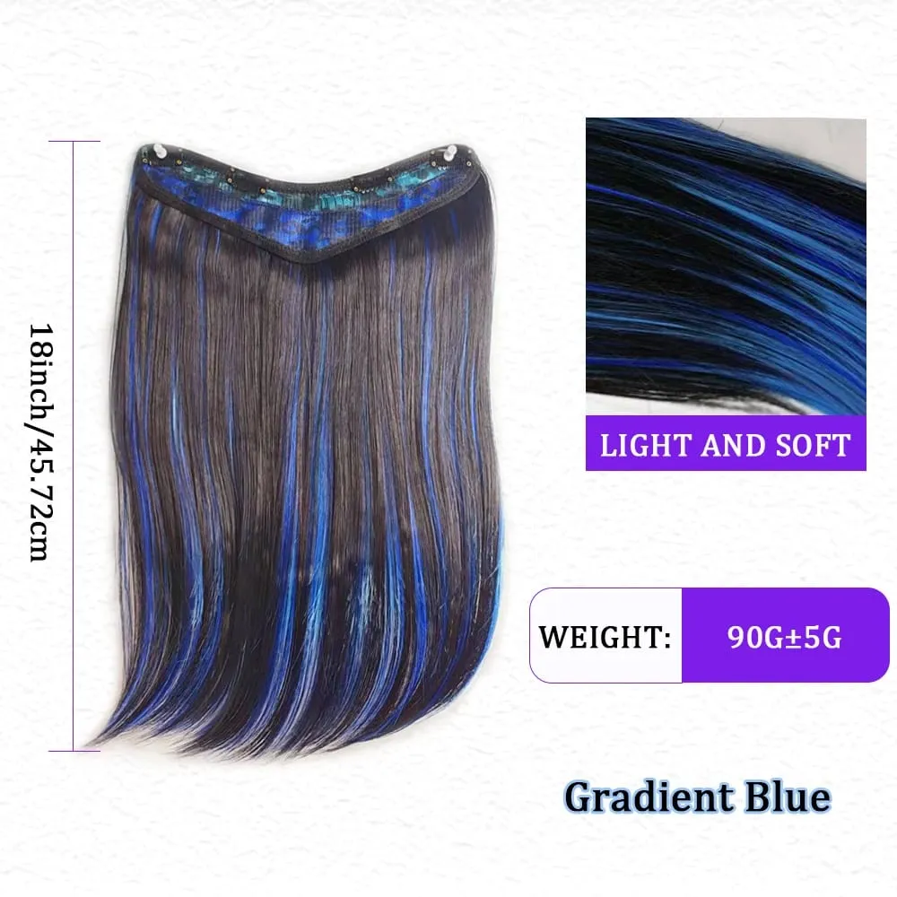 18inch V-shaped clip in hair extension layered hair extension adds volume.made of synthetic fiber for women
