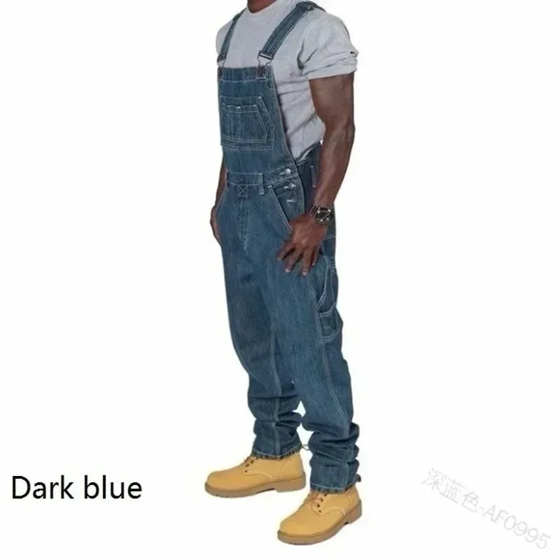 Mens Jeans 2025 Overalls Men Pockets Casual Loose Long Denim Pants Slim Splice Straight Rompers Autumn Plus Size Long Jeans Men — image 4