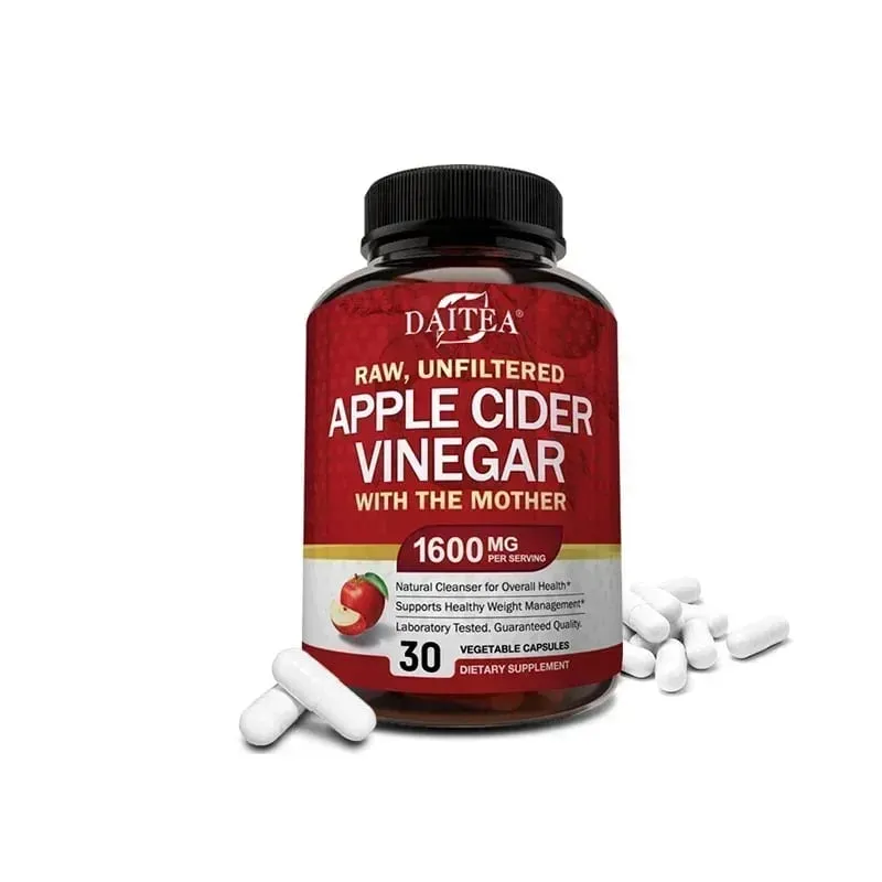 Cuka Cider Epal 1600 mg dengan Ibu untuk Penghadaman yang Sihat Menurunkan Berat Badan dan Tenaga