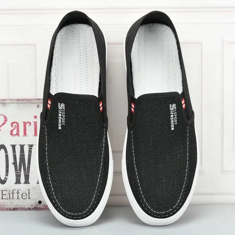 New Fabric Shoes for Men Casual Breathable One Foot Flat Wear-Resistant Anti Slip Lightweight Work Shoes