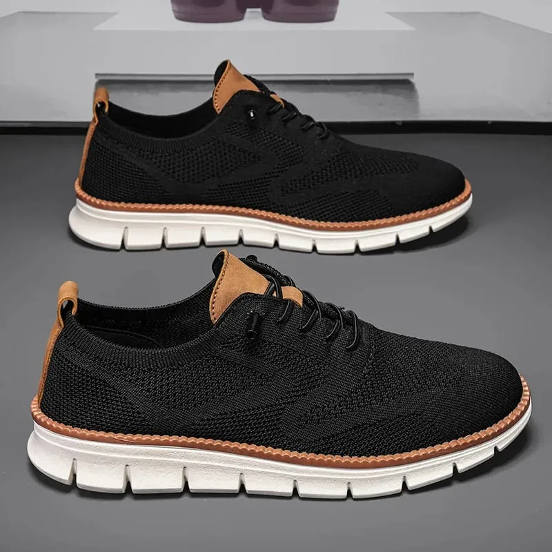 Male Breathable Woven Mesh Casual Shoes Light Flat Sneakers Non‑Slip Rubber Sole Men Daily Walking Outdoor Footwear Plus Size