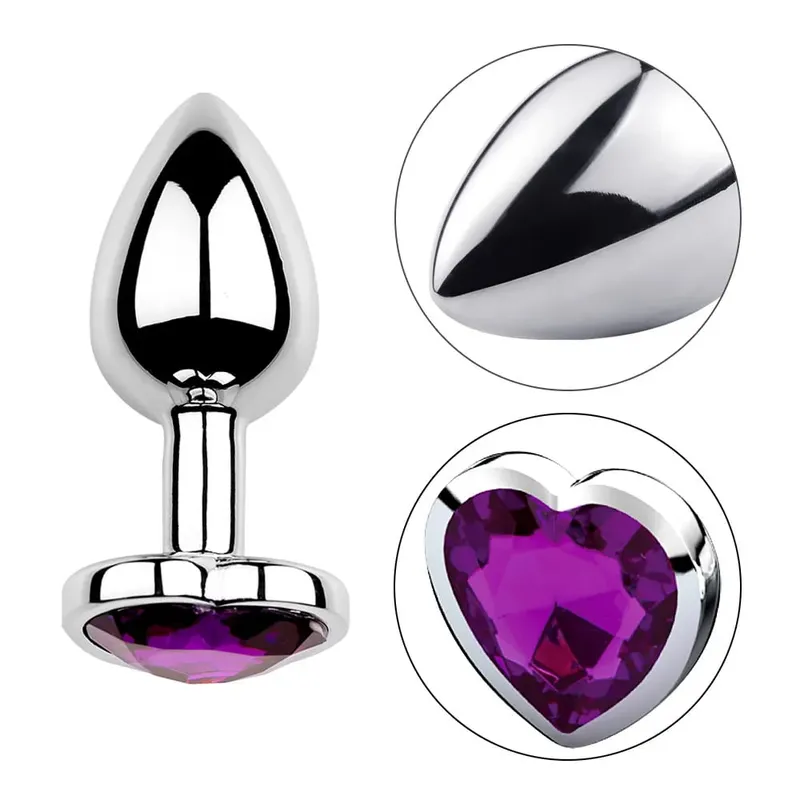 Heart Shaped Metal Anal Plug Butt Plug 6 Colors S/M/L Sizes Unisex Adult Sex Toys for Men Women Anal Massager Pleasure Toy