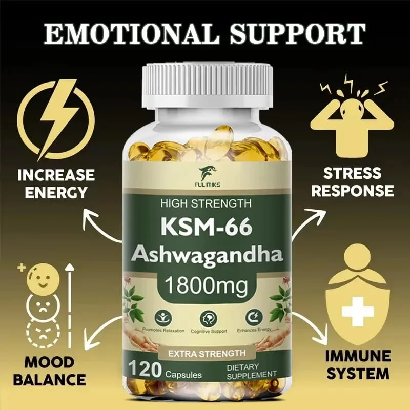 Buy 2 Get 2 Free! High-Potency KSM-66 Capsules 2100mg Supports Energy Focus & Physical Performance Pure Root Extract