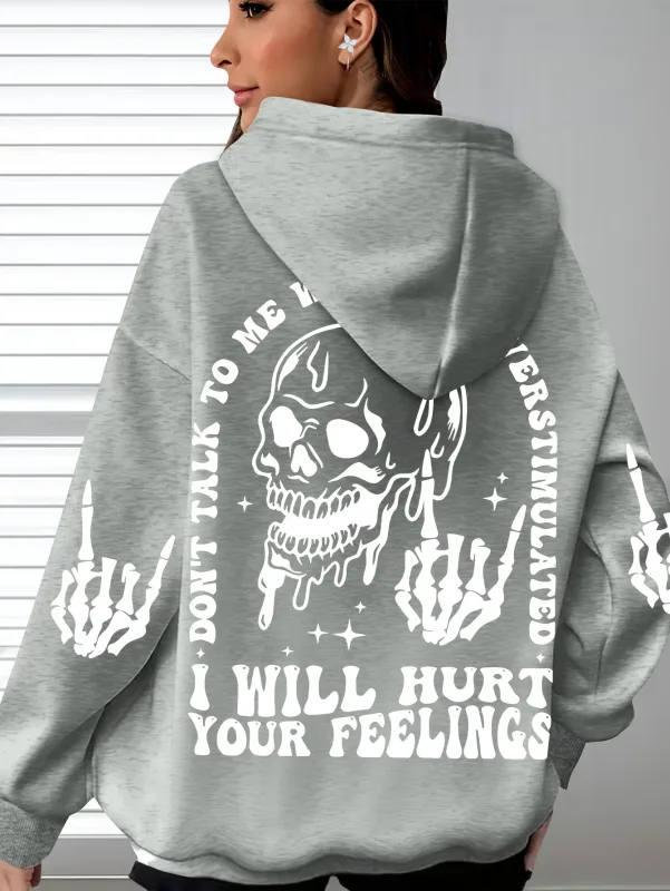 Halloween Hoodie with Skeleton Print Casual Long Sleeves and Pockets Women Men Everyday Wear Hooded Halloweenn Hoodies