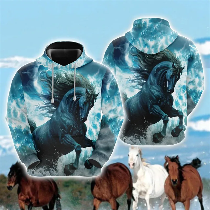 Animal Horse 3D Print Hoodies Autumn Men Women Casual Fashion Oversized Sweatshirts Hoodie Male Pullovers Tracksuit Man Clothing